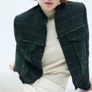HIGH-COLLAR TWEED JACKET